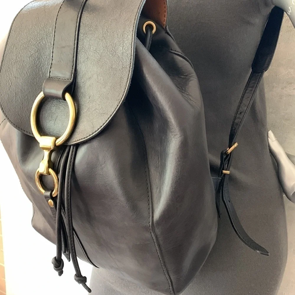 FRYE Black Leather Backpack